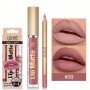 Gloss pentru buze USHAS Gloss Matt 24H cu 1 Creion pentru contur - US09 Blush Pink
